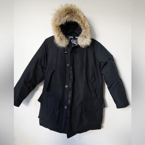 Vintage Woolrich Arctic Parka Down Jacket Size M Coyote Fur Black Made In USA